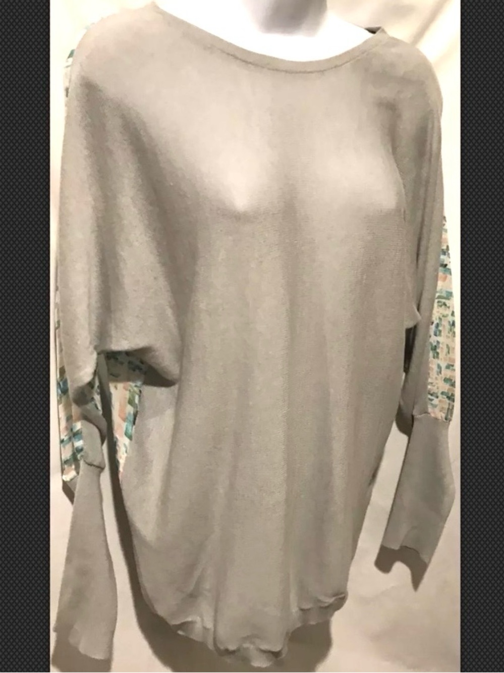 Anthropologie MOTH Blouse Sweater Mixed Media Geometric Sheer Dolman Lightweight - Picture 4 of 9
